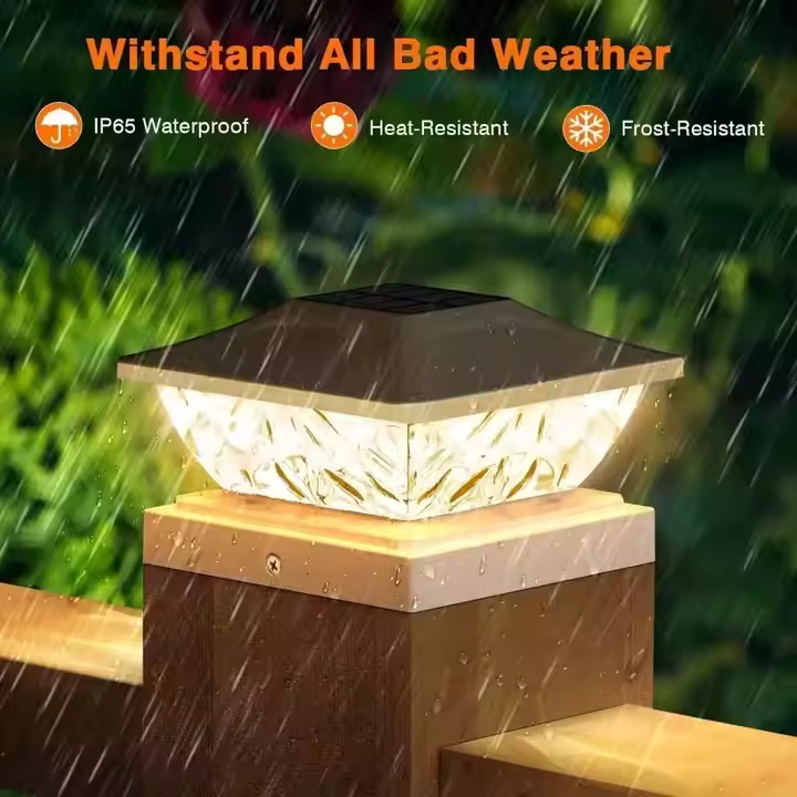 Shingel Solar Post Lights Outdoor High Brightness Solar Powered Fence Post Cap Lights Light Control IP65 Waterproof for Garden