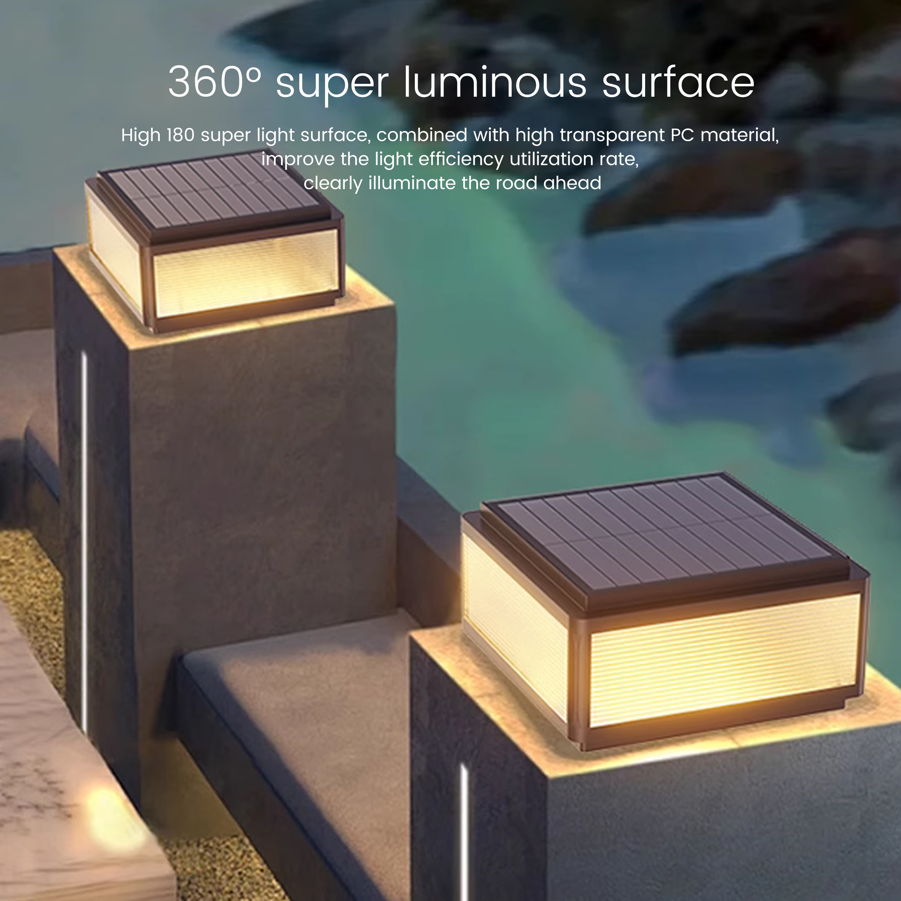 2026 Newly Outdoor LED Solar Pillar Lamp Waterproof Garden Road Top Fence Post Landscape Lighting with Battery Power Supply