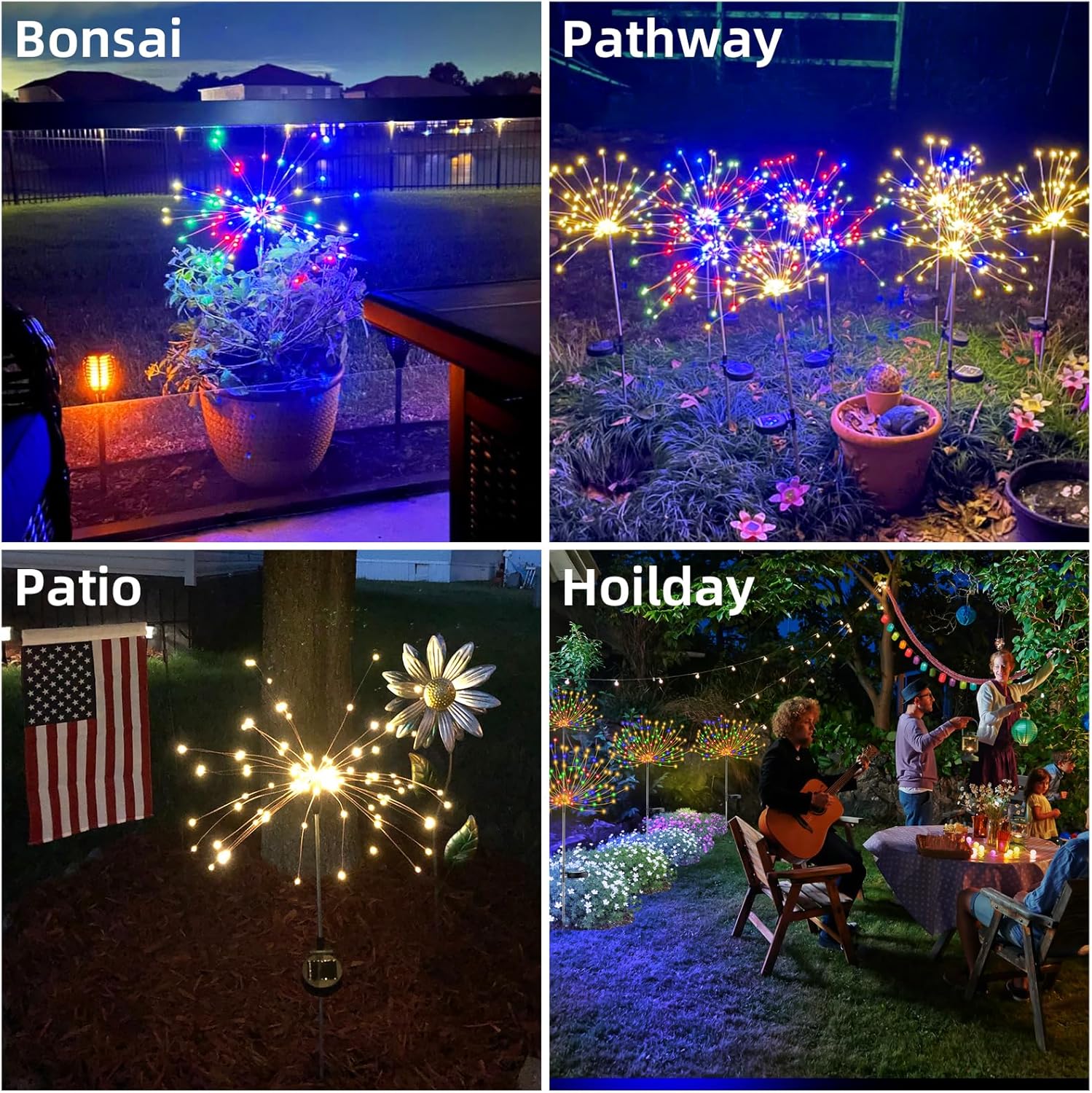 Solar LED Firework Light Application Display