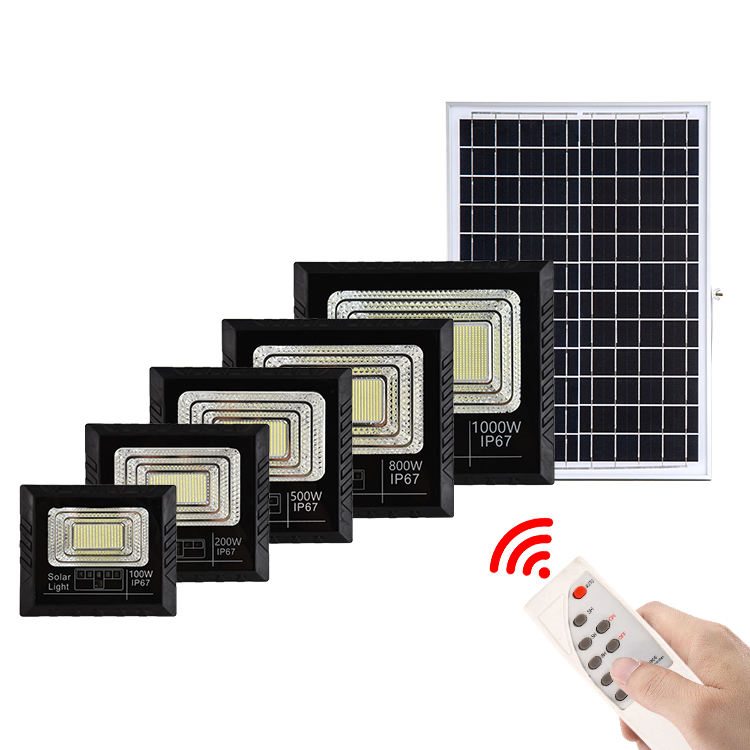 Unlimited Dimming Waterproof Ip67 50w 100w 200w 500w 800w 1000w Outdoor Remote Led Solar Flood Light
