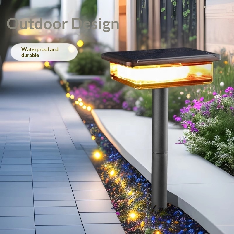 Outdoor Solar IP44 Waterproof Plastic European Style Color String Light Intelligent Induction Ground-Insertion Garden