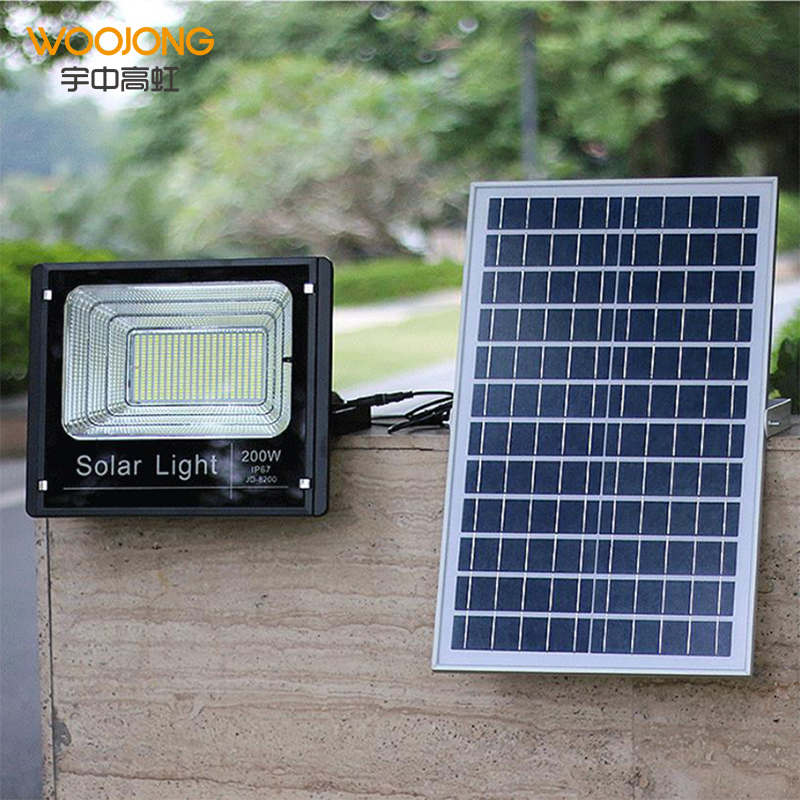 WOOJONG 2026 Hot Sell IP65 Outdoor Using Waterproof Solar Flood Light 150 Solar Led Floodlights for Garden