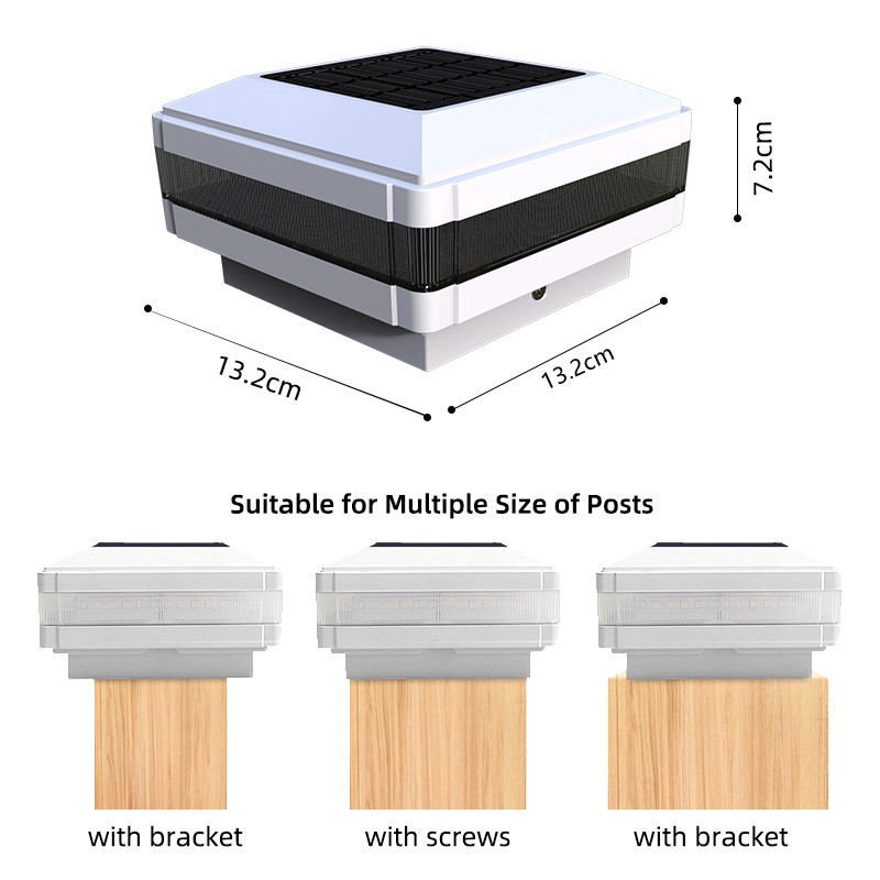 Outdoor Ip65 LED Fence Garden Yard Gate Pillar Decorative Lighting Squares Shape Solar Powered Post Cap Light Garden Lamp