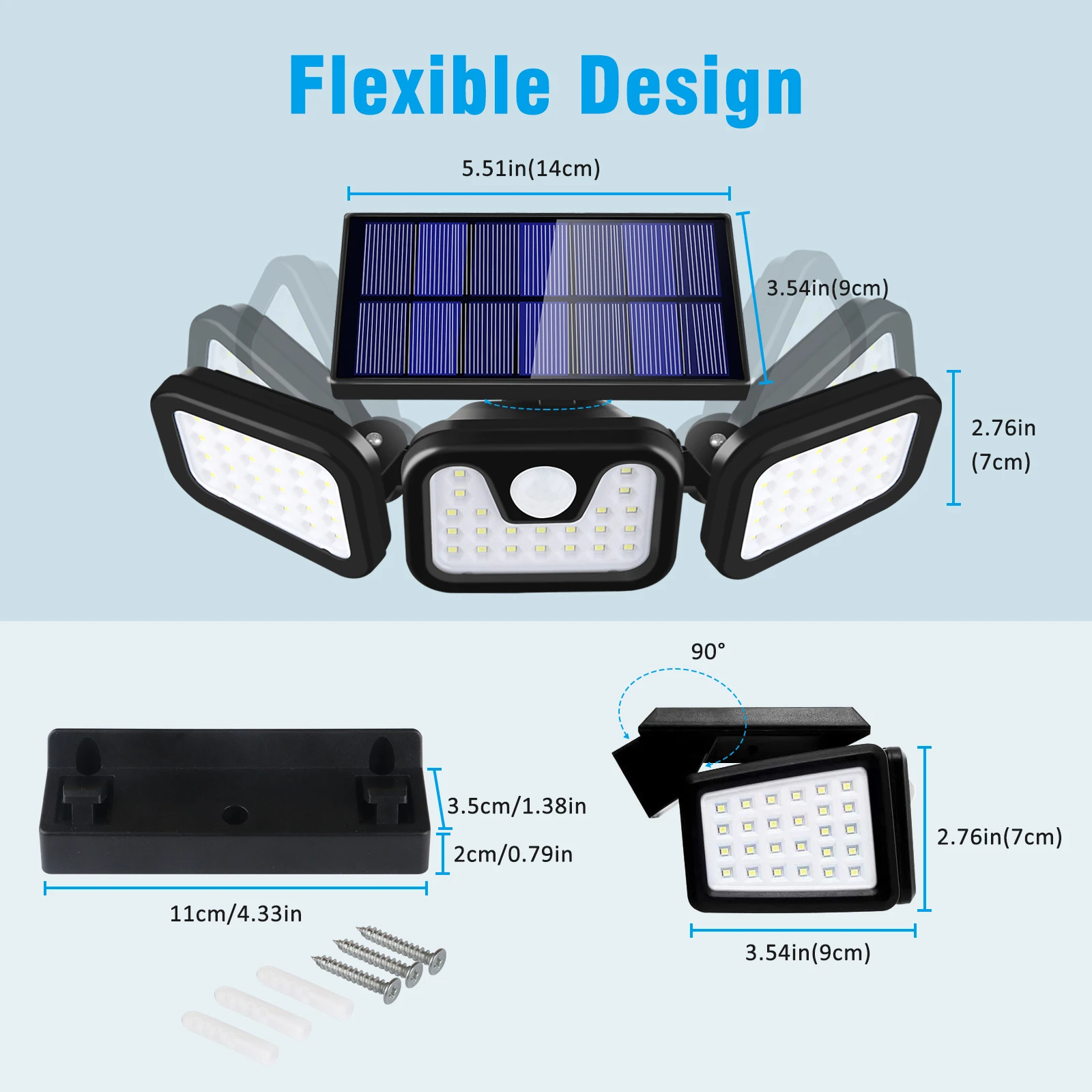 Modern 74 LED Solar Wall Light IP65 Waterproof Outdoor Lighting Motion Sensor Security Lights Garden Fence Plastic Wall Mounted