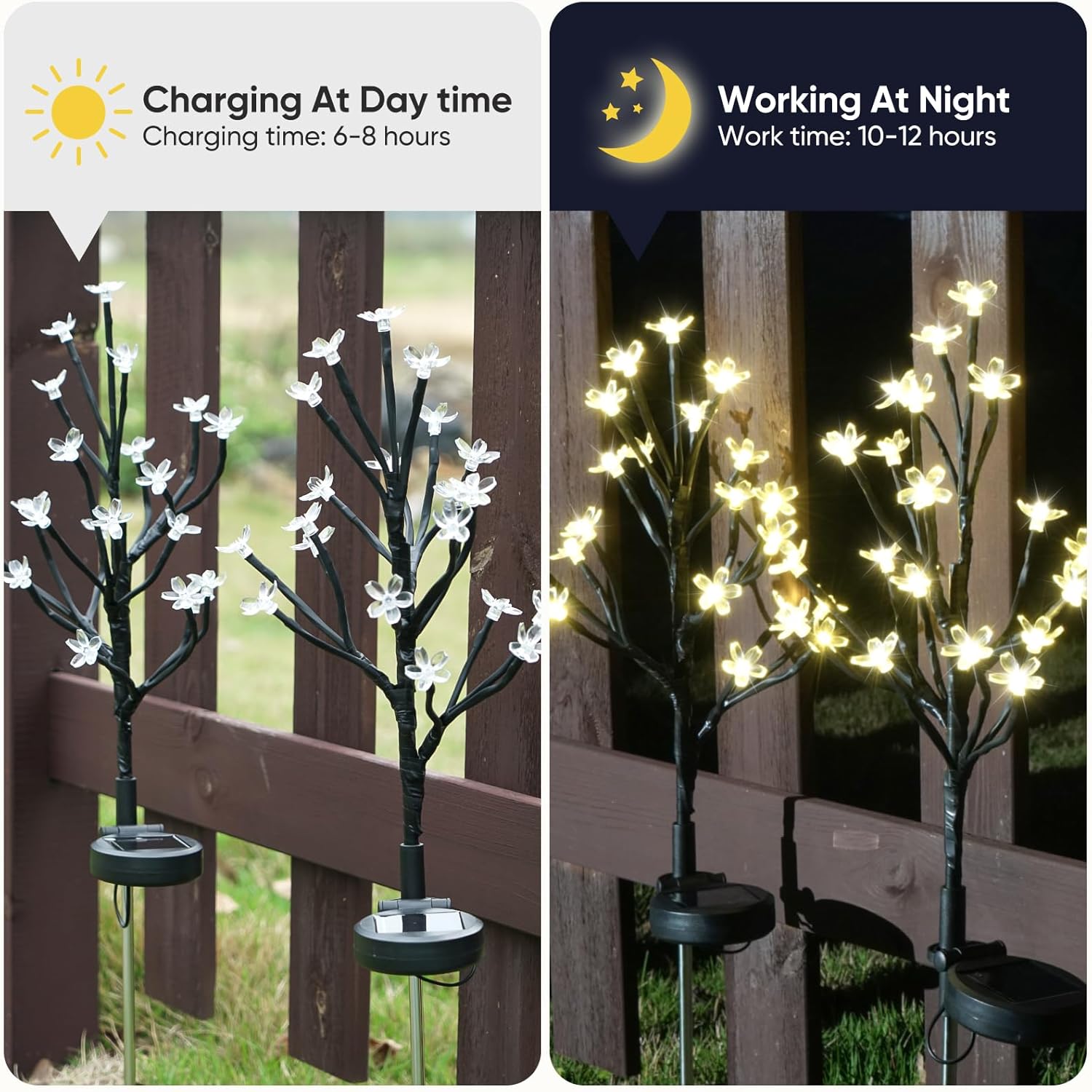 Plastic Solar Powered Garden Lights Fairy Design Waterproof 2 Pack 40 LED Outdoor Decor For Yard Patio Pathway