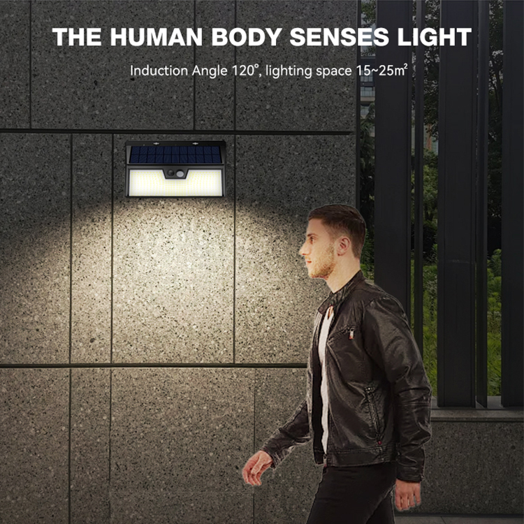 318LED Solar Powered Motion Sensor Outdoor Wall Lights IP65 Waterproof for Garden Yard Home Security Lighting