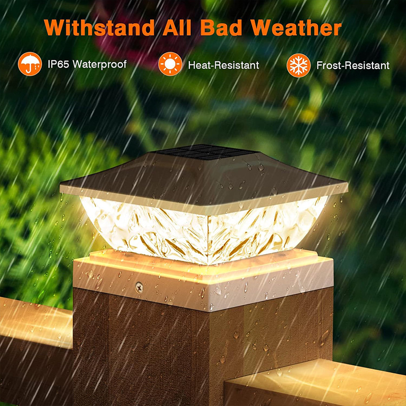 Waterproof Outdoor Cap Lights Post Vinyl Wooden Dusk to Dawn Lighting Garden Patio Fence Porch Yard Pathway Solar Post Light