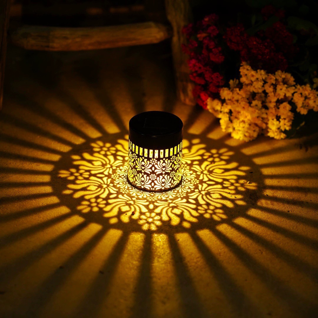 Solar Powered LED Outdoor Wall Light Waterproof Motion-Sensor Mandala Pattern Courtyard Villa Wrought-Iron Wall Mounted Lantern