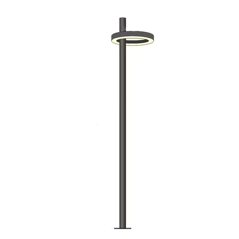 Modern Minimalist Aluminum LED Outdoor Courtyard Lamp Circular Street Lamp High-pole Lamp Residential Villa Lighting IP65 Rated