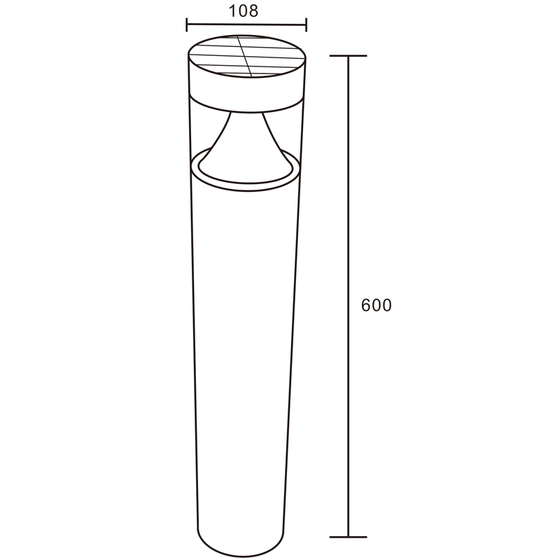 IP65 Waterproof Die Casting Aluminum+Glass 5W Solar Garden Light WW3000K+NW4000K+CW6000K Led Solar Led Post Bollard Light