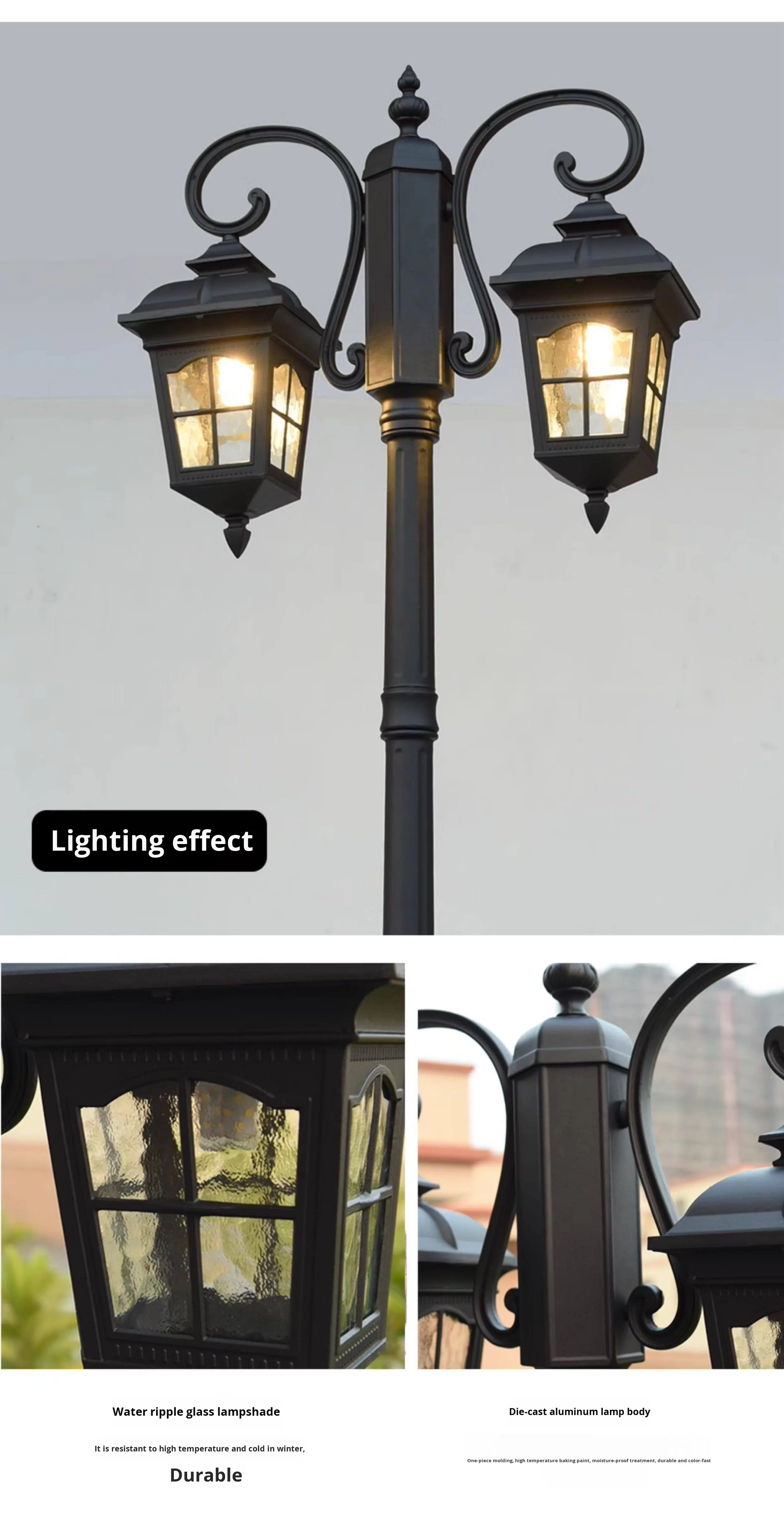 European Outdoor Garden Lights Waterproof 3-Meter LED Solar Garden Lights for Gardens Villas Roadscapes and Landscape Lighting