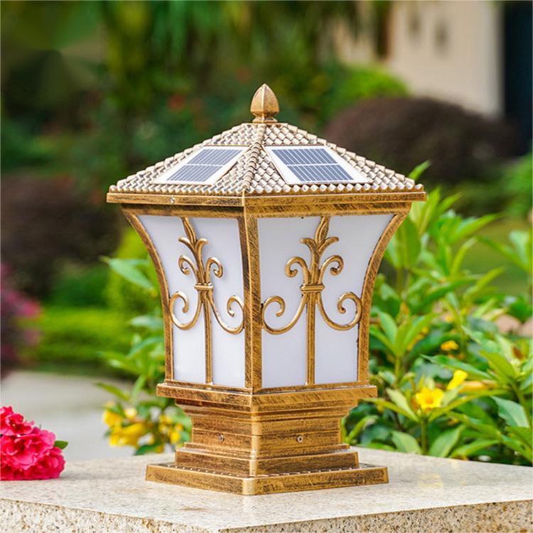 Vintage Style Solar Post Cap Light Die-cast Aluminum Outdoor Garden Pillar Lamp IP65 Waterproof Decorative Fence Top Light