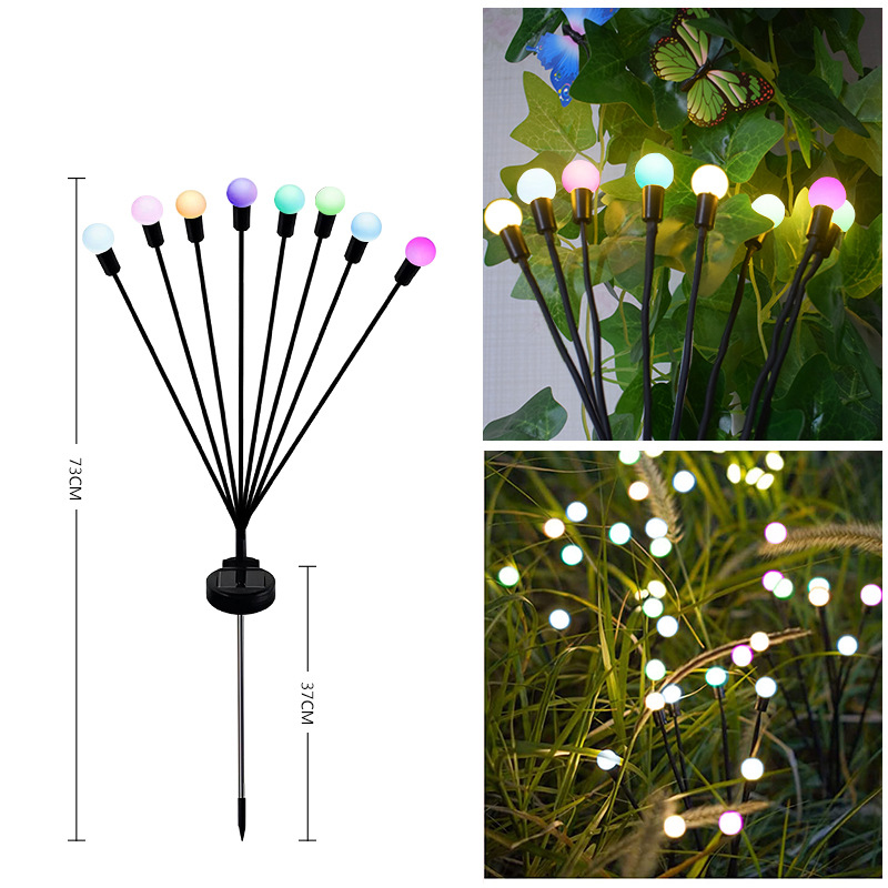 IP44 IP65 Waterproof Sun-Powered Firefly Solar Garden Light 70cm Pathway with 6 8 10 LED Landscape Patios Lawns Weddings Parties