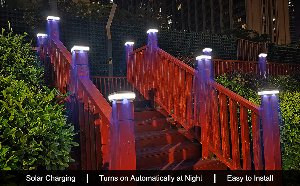Outdoor Ip65 LED Fence Garden Yard Gate Pillar Decorative Lighting Squares Shape Solar Powered Post Cap Light Garden Lamp