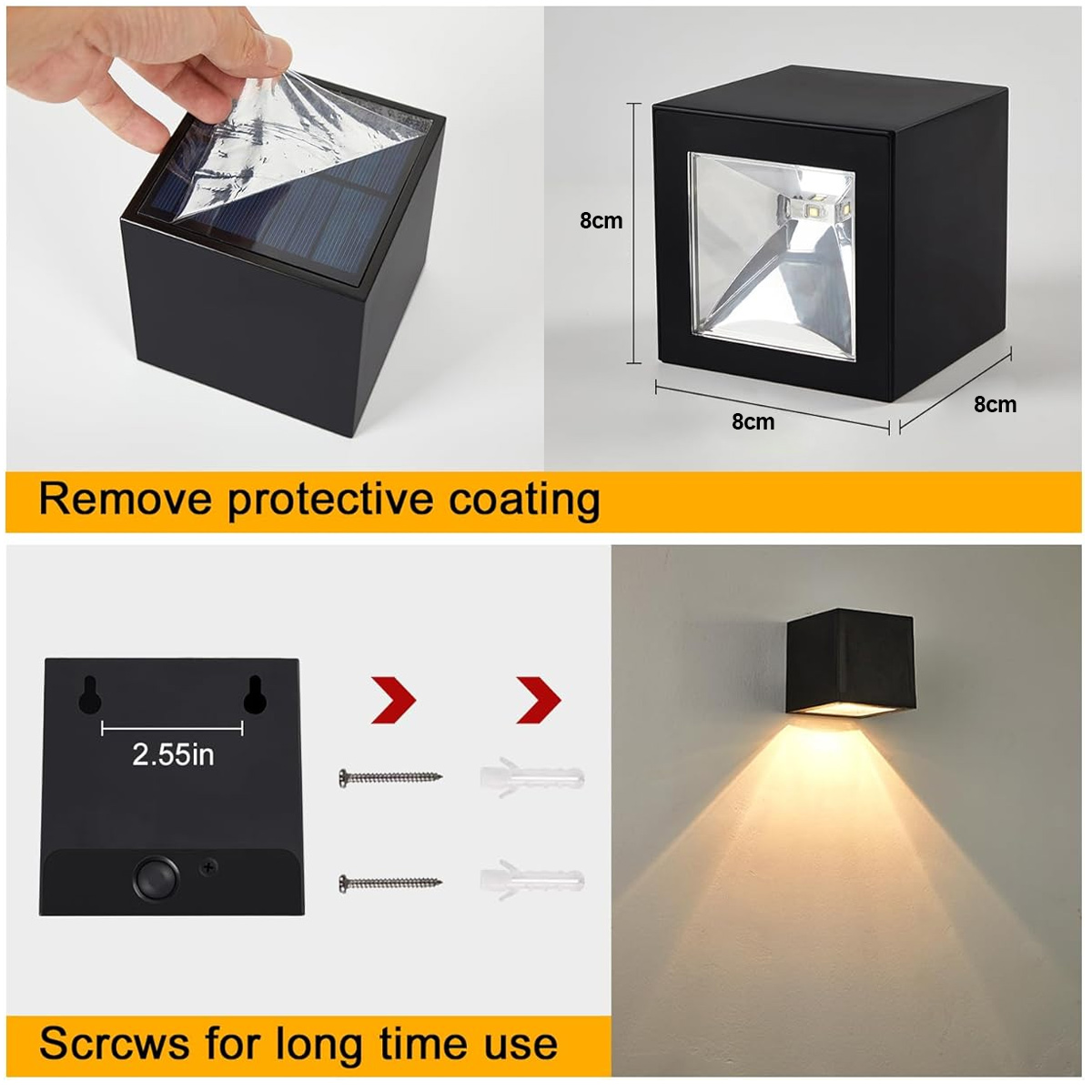 Solar Wall Lights Fence Light LED Waterproof Outdoor Garden Modern Sconce Atmosphere Night Lighting Home Exterior Up Auto Sensor