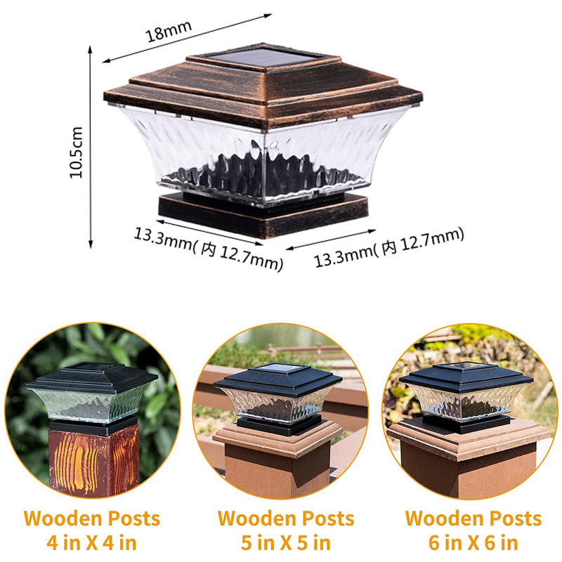 Solar Post Cap Light PVC Fence Pillar Lamp Waterproof Garden Landscape Light for Yard Entrance Decoration