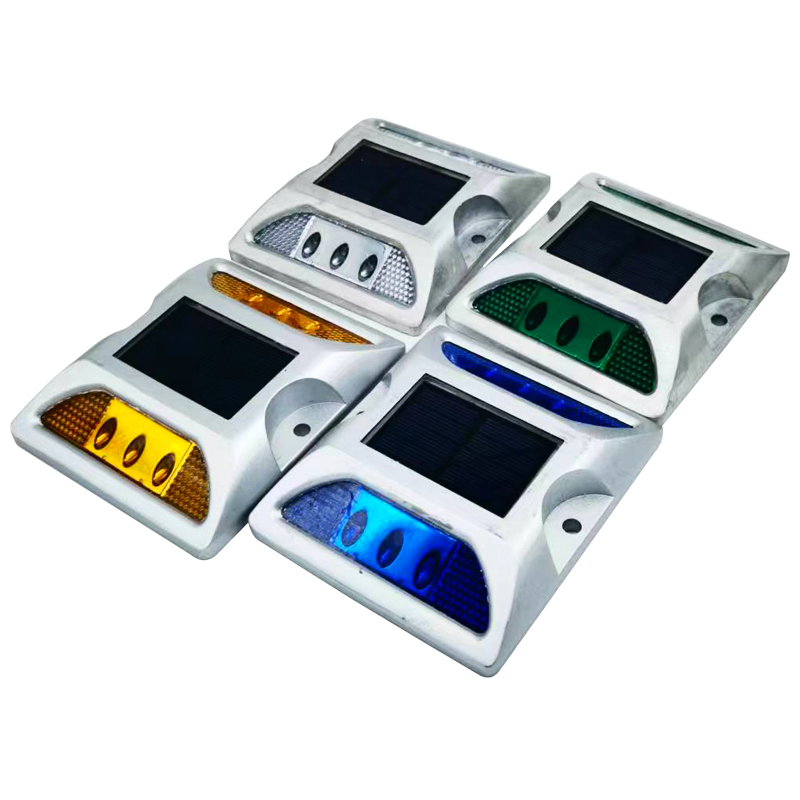 IP68 Waterproof Reflective Square Raised RGB LED Cat Eye Aluminum Solar Panel Lights Solar Panel Powered Garden Road Safety