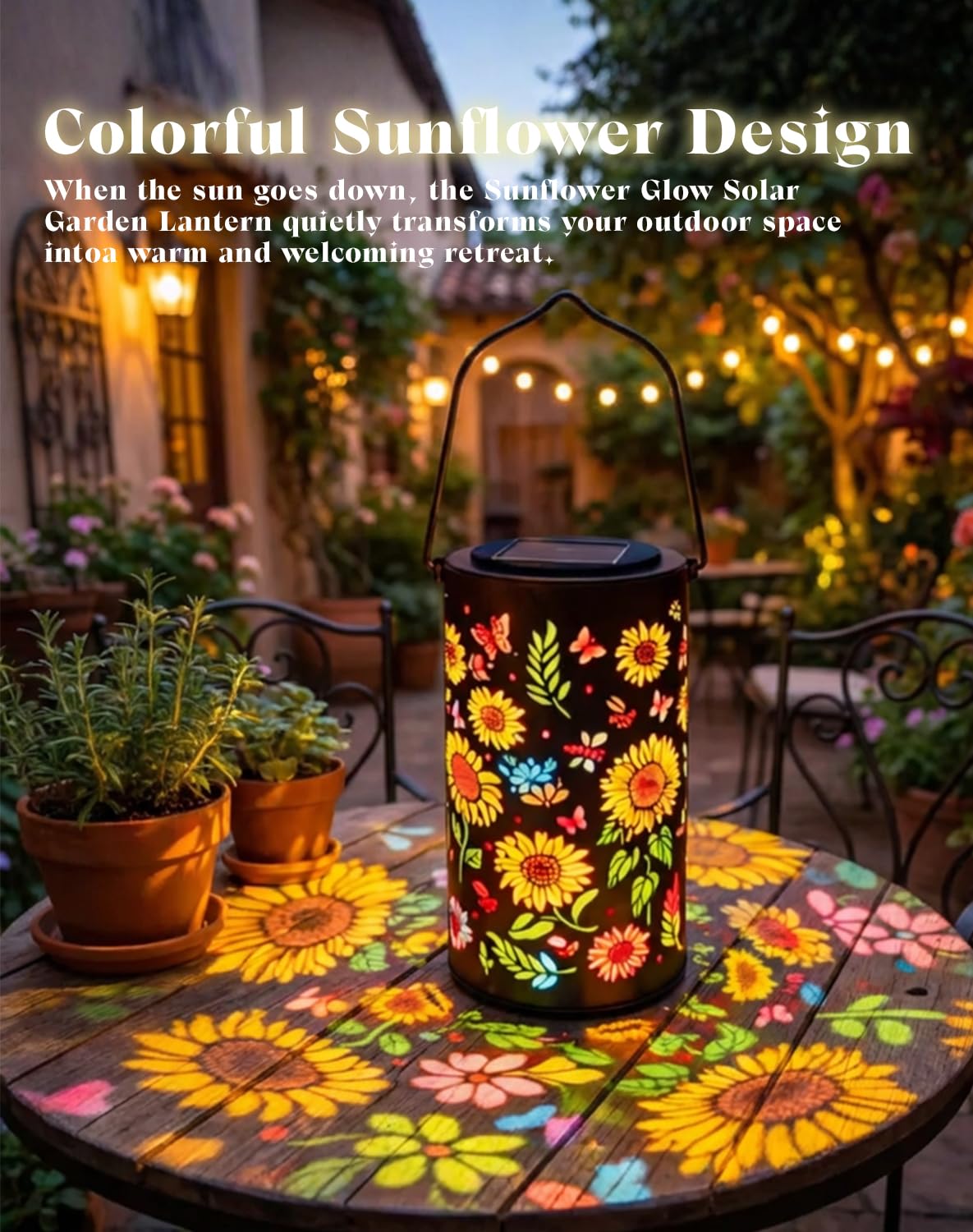 Colorful Sunflower Glow Solar Garden Lantern 2026 Waterproof Outdoor Solar Powered Hanging Light For Garden Patio Pathway