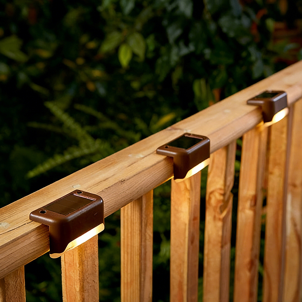 Outdoor IP65 Waterproof Solar Powered Lithium Battery LED Fence Lights For Garden Yard Stair Step &amp; Deck Lighting