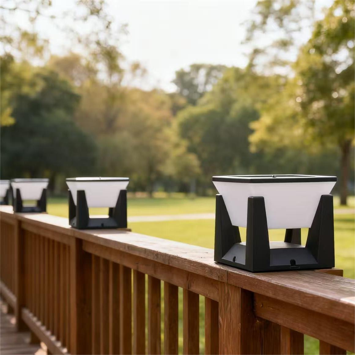 Modern Solar LED Pillar Light 20W IP65 Waterproof Landscape Door Post Wall Mount ABS PC Body Battery Included Remote Control