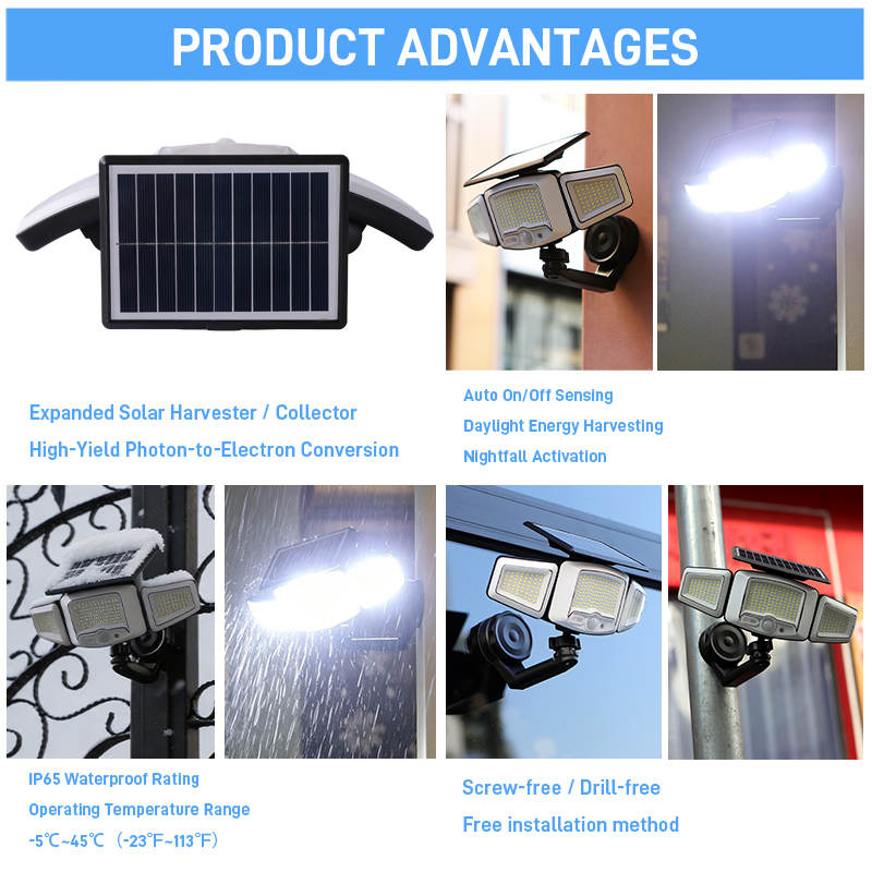 Solarup Outdoor Solar Security Flood Light, 3 Adjustable Heads PIR Motion Sensor Wall Lamp with Strong Magnetic Base