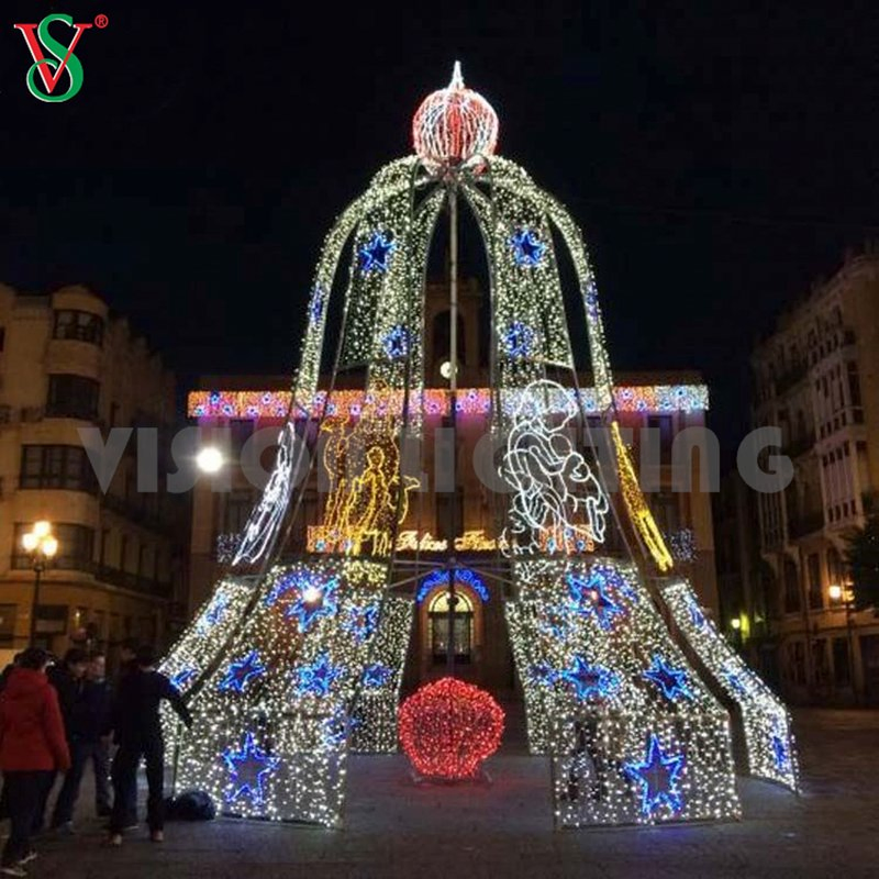 LED Christmas Bell Motif Decoration Lighting for Outdoor Commercial Use