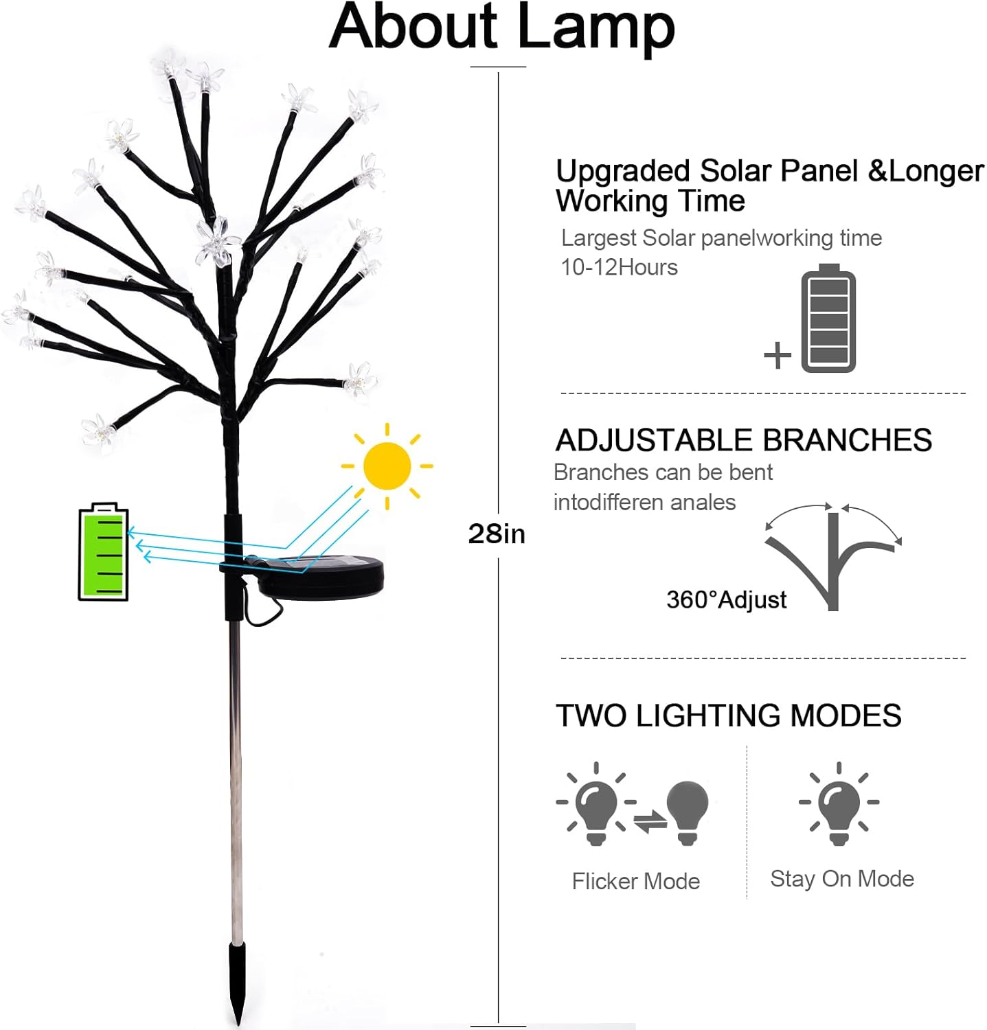 Plastic Solar Powered Garden Lights Fairy Design Waterproof 2 Pack 40 LED Outdoor Decor For Yard Patio Pathway