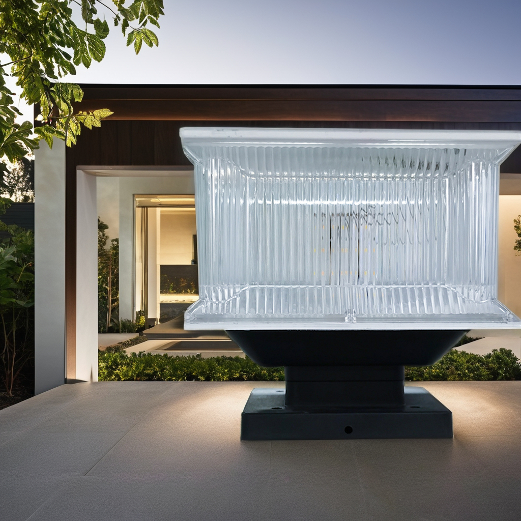 Modern Design IP65 Waterproof Aluminum Solar Pillar Gate 3 Color LED Garden Post Cap Light ETL Certified Dimmable Outdoor