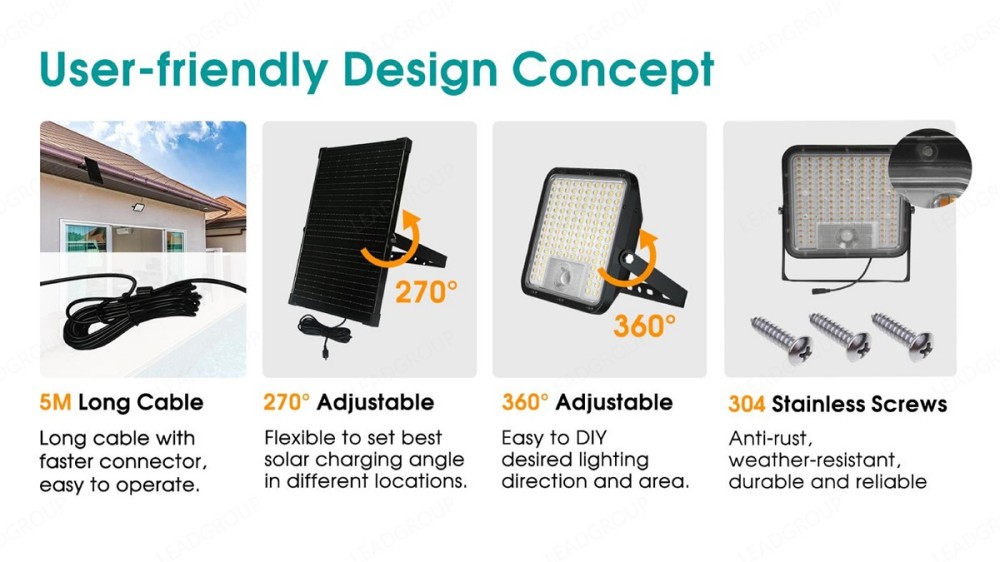 Super Bright Solar Flood Light PIR Motion Sensor Remote Control IP65 Waterproof Multi-Use Adjustable Security Light