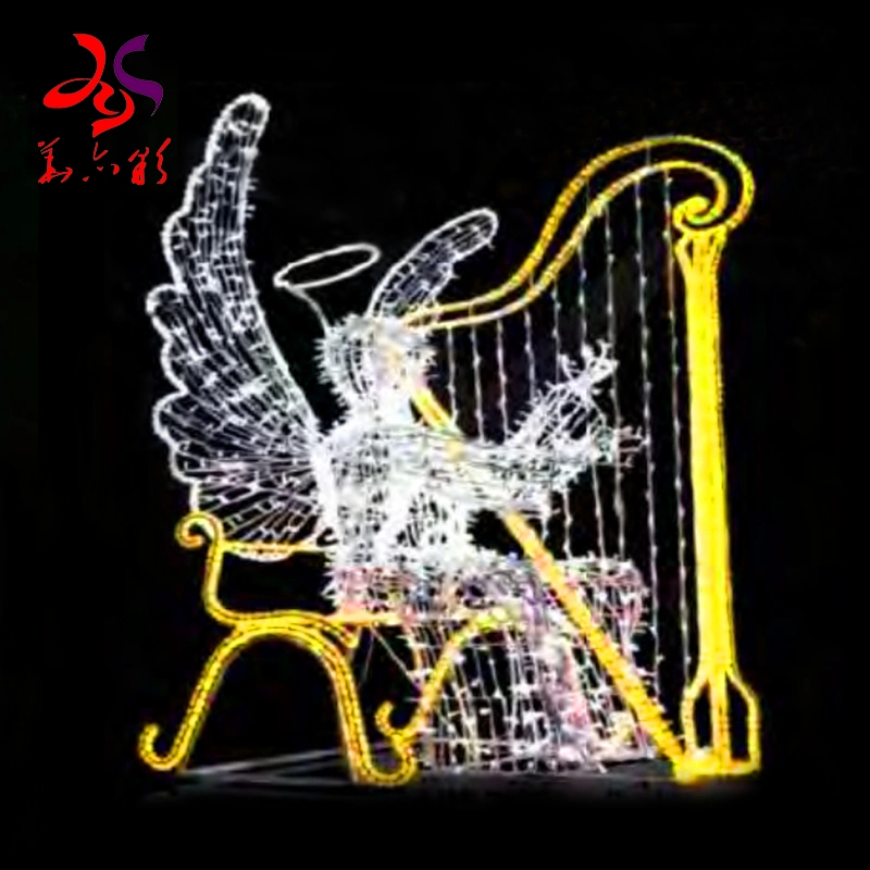 Commercial Outdoor Christmas Decorations 3D Big Angel Motif Lighting