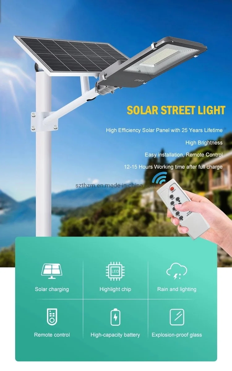 Outdoor Solar Smart Street Light Remote Control and Day and Night Sensor Ip67 Waterproof 50w 100w 200w 300w Led Street Light