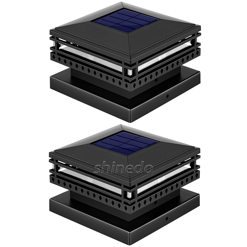 Solar Power Pillar Lamp Outdoors Waterproof Patio Stairs Steps Fence Lamp Yard Post Cap Garden Decoration