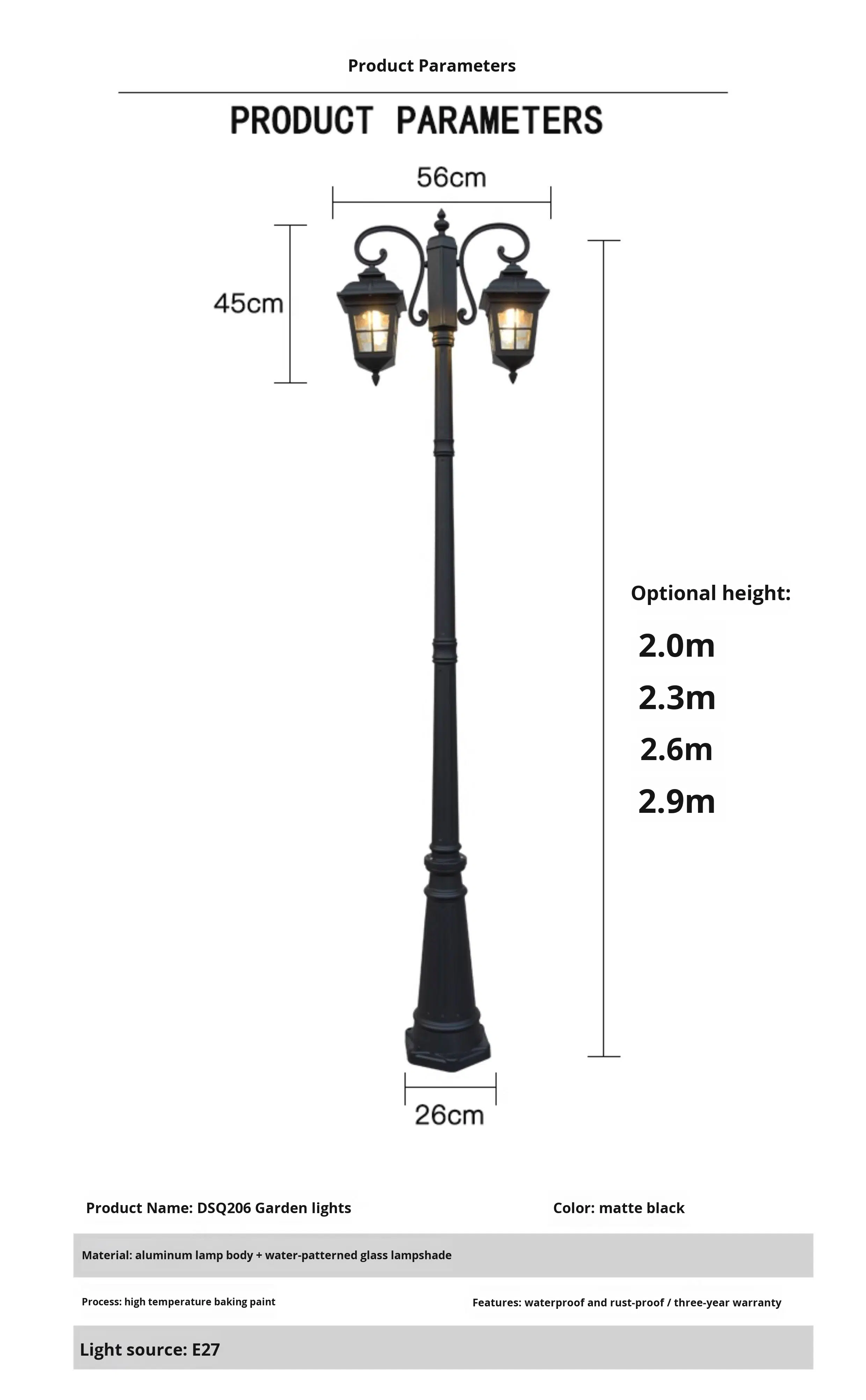 European Outdoor Garden Lights Waterproof 3-Meter LED Solar Garden Lights for Gardens Villas Roadscapes and Landscape Lighting