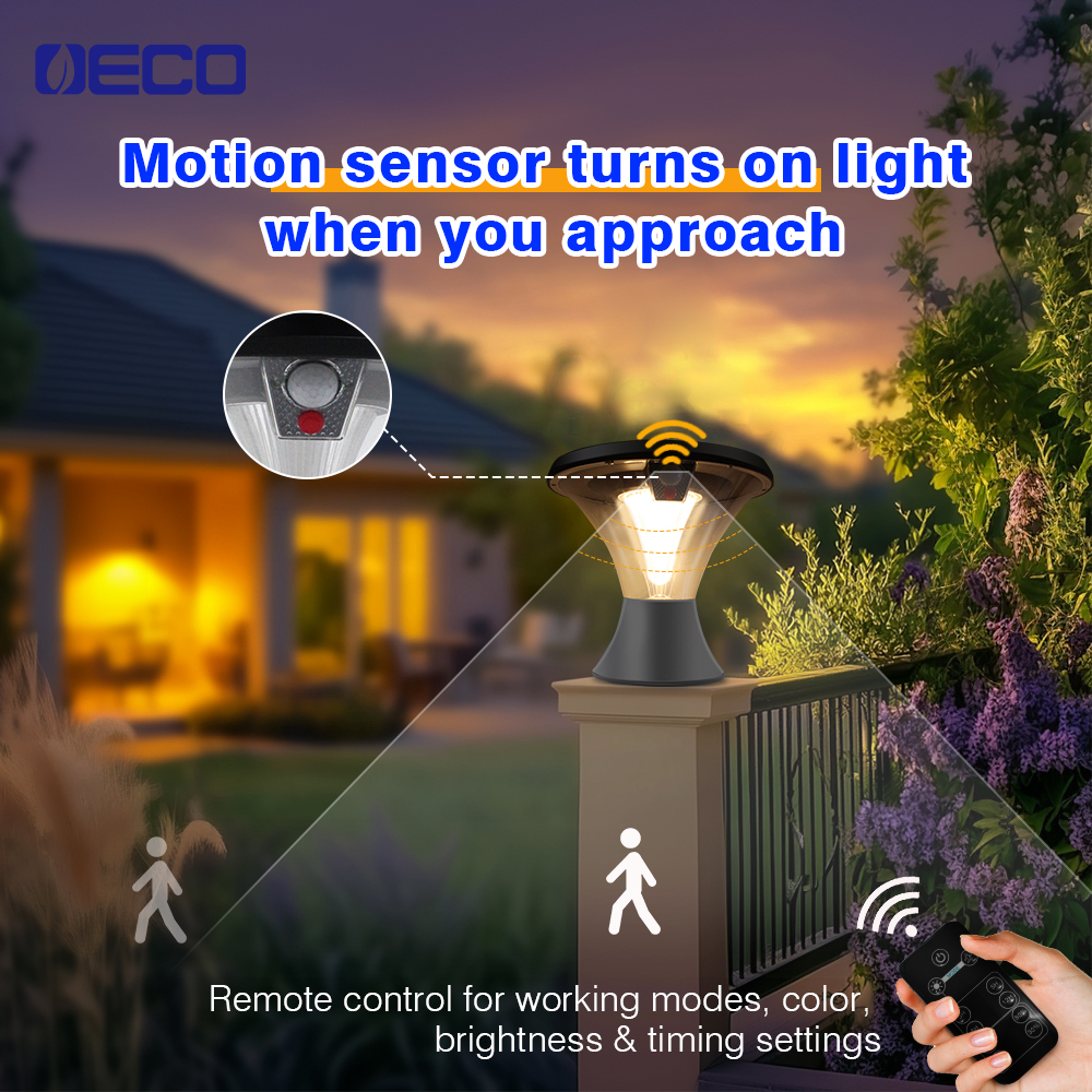 8W Modern LED Solar Powered Outdoor Garden Fence Pillar Light IP65 Rating Gate Post &amp; Solar Lamp