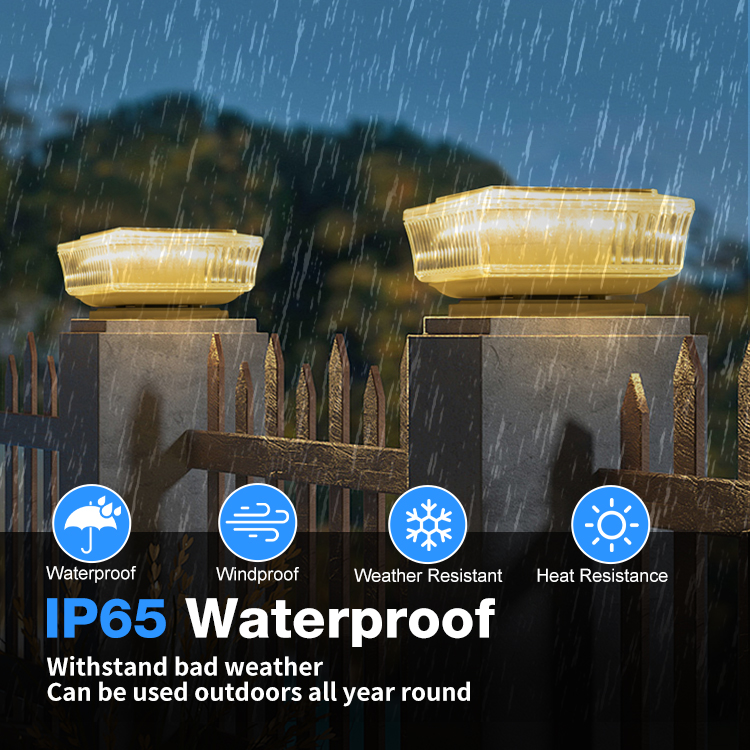 Auto Light Control Weatherproof IP65 Warm White LED Solar Pillar Light for Driveway &amp; Hotel Waterproof Design