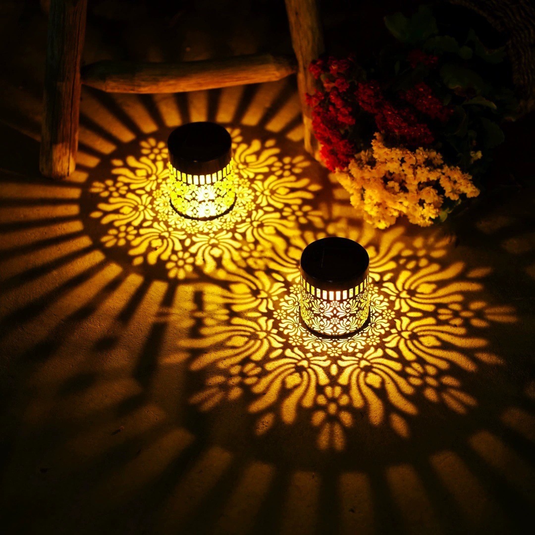 Solar Powered LED Outdoor Wall Light Waterproof Motion-Sensor Mandala Pattern Courtyard Villa Wrought-Iron Wall Mounted Lantern