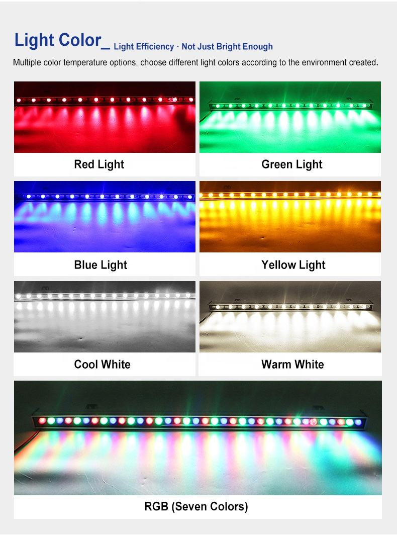 Exterior RGB Aluminum Wall Washer Light IP65 Waterproof Outdoor LED Linear Commercial Building Wall Wash Lighting