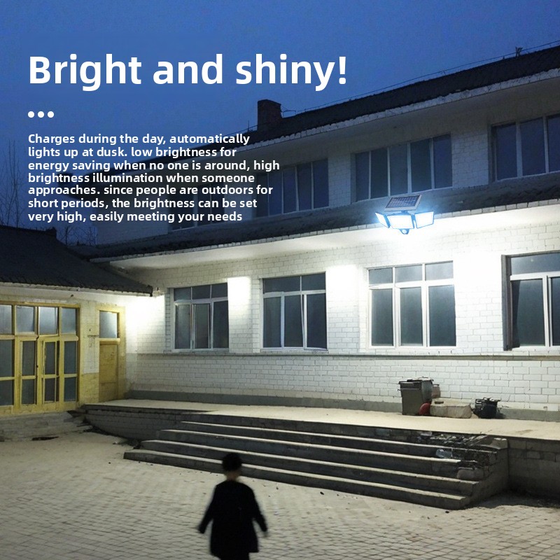 Solar LED Wall-Mounted Flood Light with Human Body Induction and Motion Sensor for Garden Outdoor Use