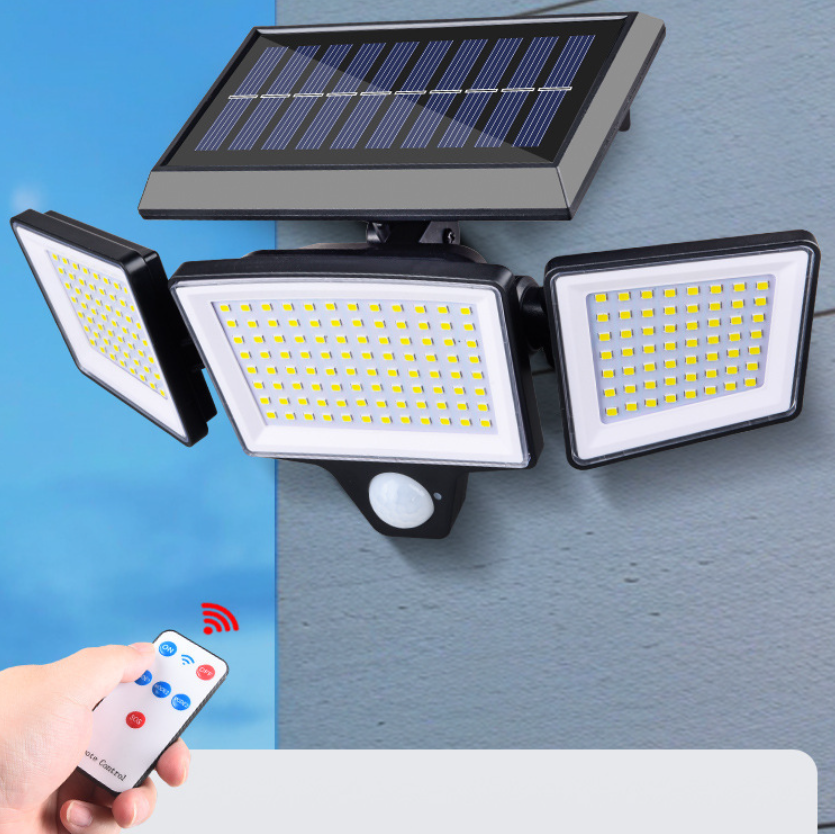 Solar LED Wall-Mounted Flood Light with Human Body Induction and Motion Sensor for Garden Outdoor Use