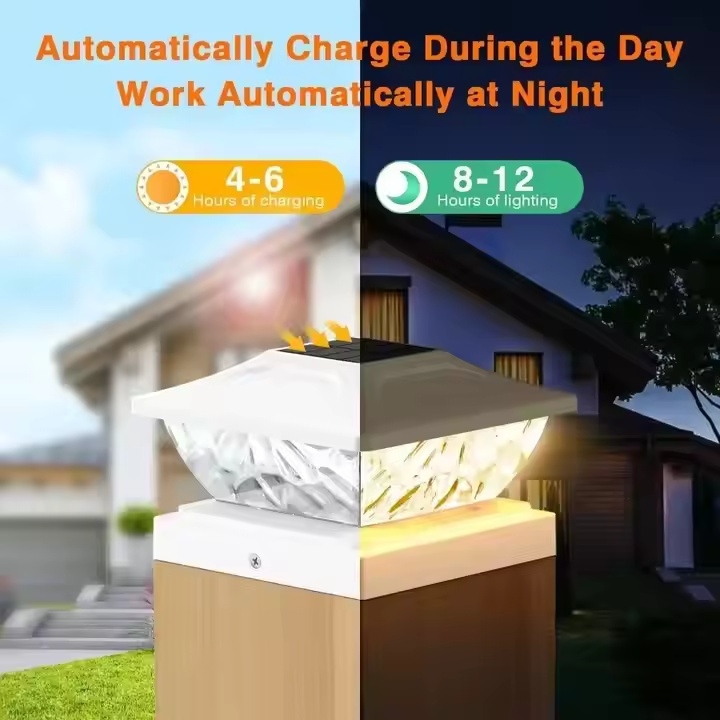 Shingel Solar Post Lights Outdoor High Brightness Solar Powered Fence Post Cap Lights Light Control IP65 Waterproof for Garden