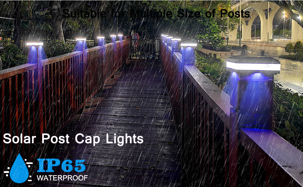 Outdoor Ip65 LED Fence Garden Yard Gate Pillar Decorative Lighting Squares Shape Solar Powered Post Cap Light Garden Lamp