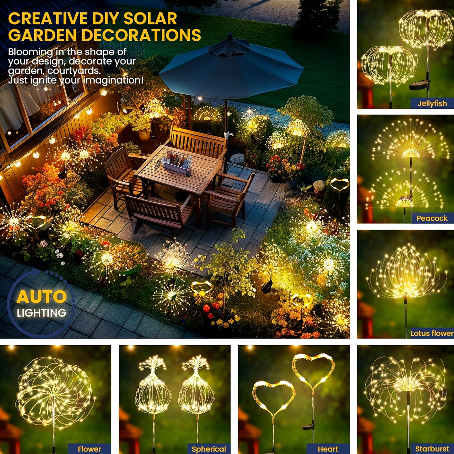 Outdoor Waterproof Solar Firework Landscape Light Garden Decoration Light For Pathway Patio Christmas Wedding Party