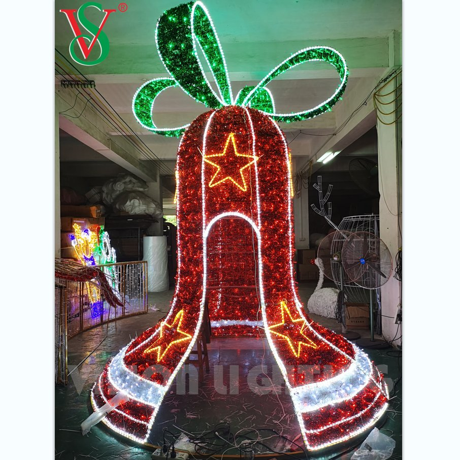 LED Christmas Bell Motif Decoration Lighting for Outdoor Commercial Use