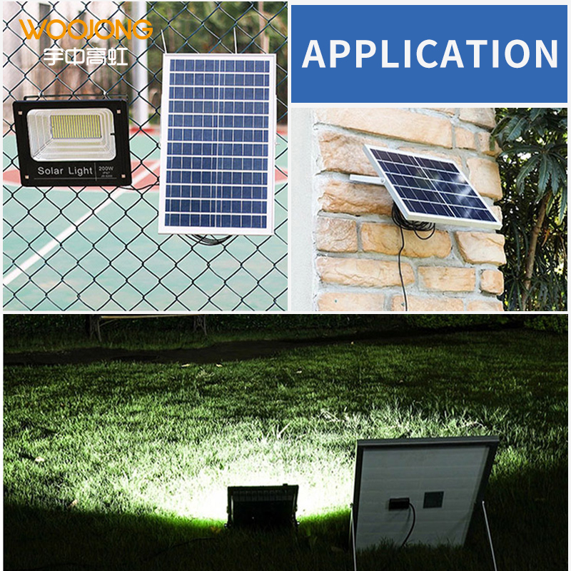 WOOJONG 2026 Hot Sell IP65 Outdoor Using Waterproof Solar Flood Light 150 Solar Led Floodlights for Garden