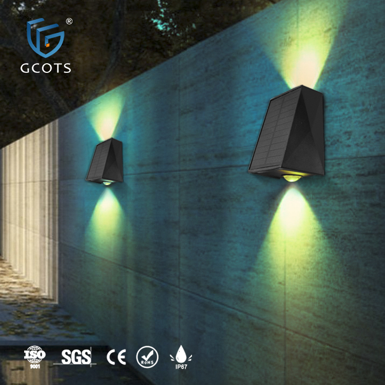 GCOTS Waterproof Outdoor Waterproof Deck Wall Lamp Led Solar Luminous Lighting Wall Lights For Garden Fence Exterior Wall