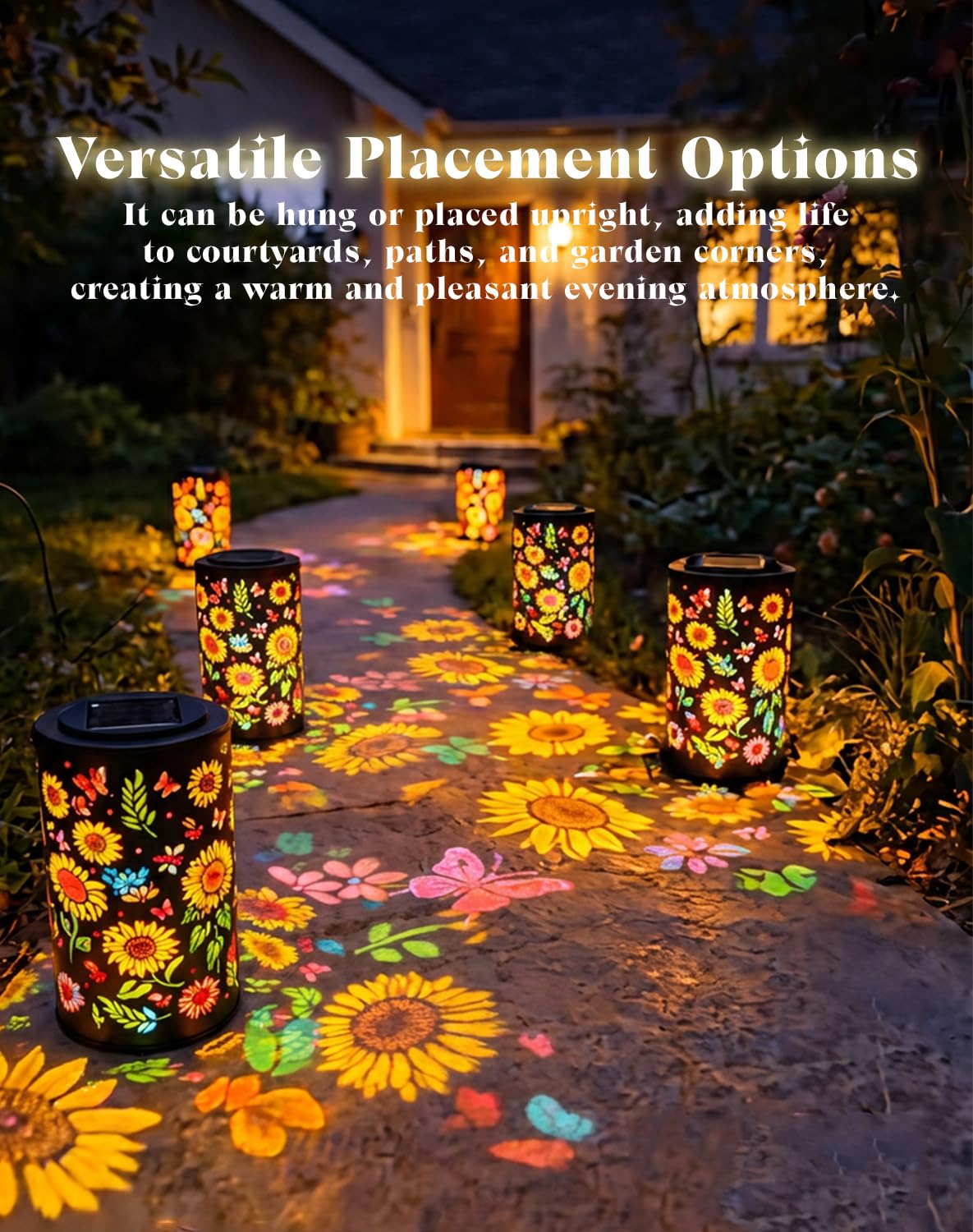 Colorful Sunflower Glow Solar Garden Lantern 2026 Waterproof Outdoor Solar Powered Hanging Light For Garden Patio Pathway