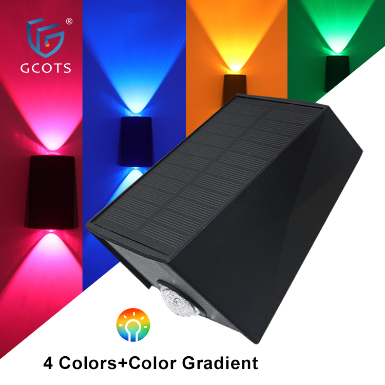 GCOTS Waterproof Outdoor Waterproof Deck Wall Lamp Led Solar Luminous Lighting Wall Lights For Garden Fence Exterior Wall