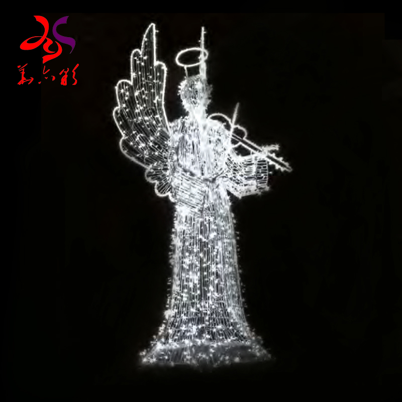 Commercial Outdoor Christmas Decorations 3D Big Angel Motif Lighting
