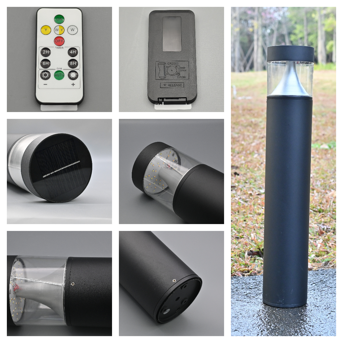 IP65 Waterproof Die Casting Aluminum+Glass 5W Solar Garden Light WW3000K+NW4000K+CW6000K Led Solar Led Post Bollard Light