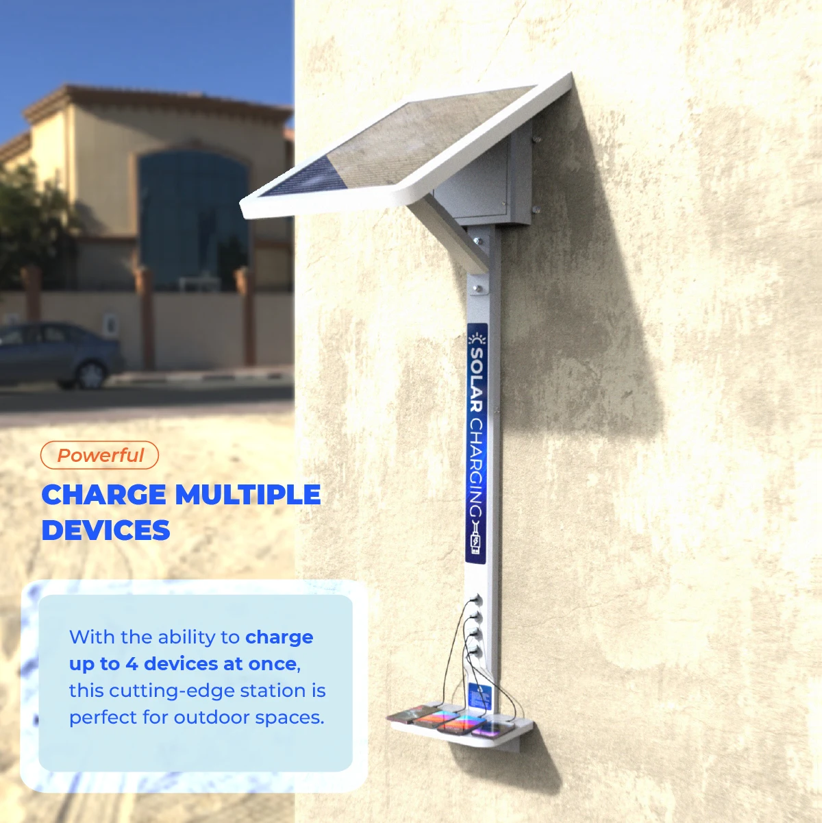 High Quality SUN Solar Powered Fast Charging Station Wall Mounted Cell Phone Chargers Outdoor Mobile Charging Kiosk